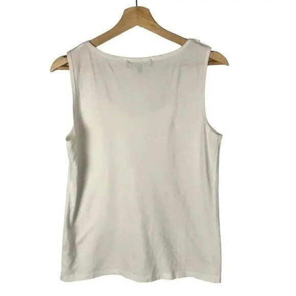 Jones New York White Ruffle Scoop Neck Tank Top M - Picture 2 of 4
